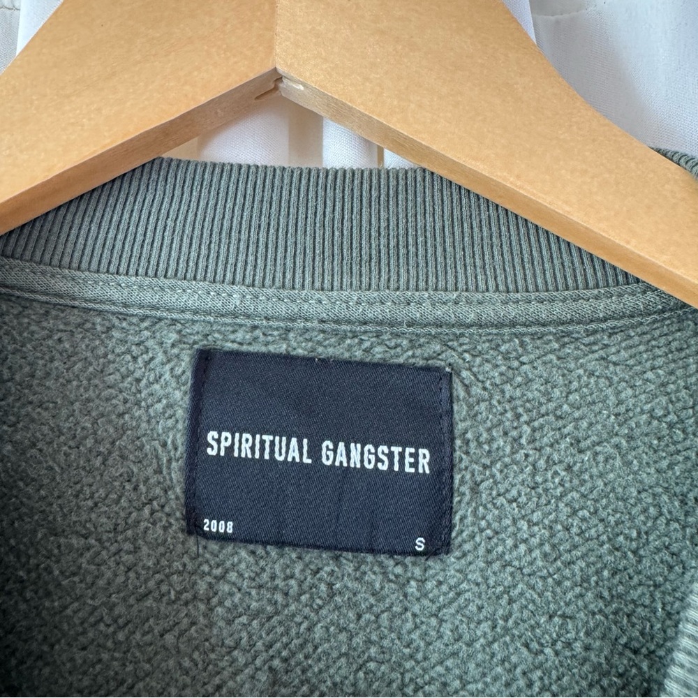Spiritual Gangster Men's Classic Crewneck Sweatshirt Size Small Army Green - Picture 5 of 6